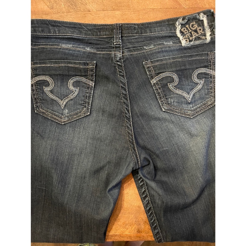 Big Star Maddie Boot Cut Dark Wash Mid Rise Y2K Embroidered Denim 32R Plus Size - Picture 4 of 15